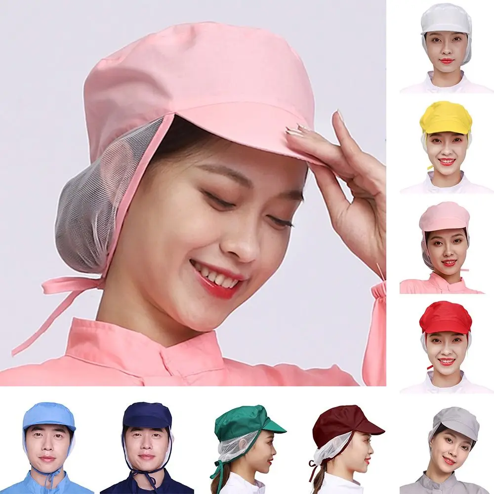 

Sanitary Headwear Breathable Work Wear Hat With Hair Mesh Dust-proof Chef Hat Lightweight Cooking Hygienic Cap Food Service
