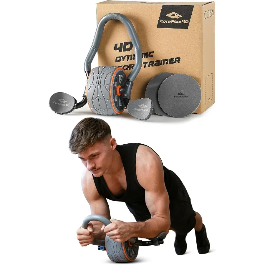 CoreFlex4D Ab Roller Wheel with Elbow Support, 4D Multi-Directional Core Trainer for Abs, Obliques and Stability, Heavy Duty Ab