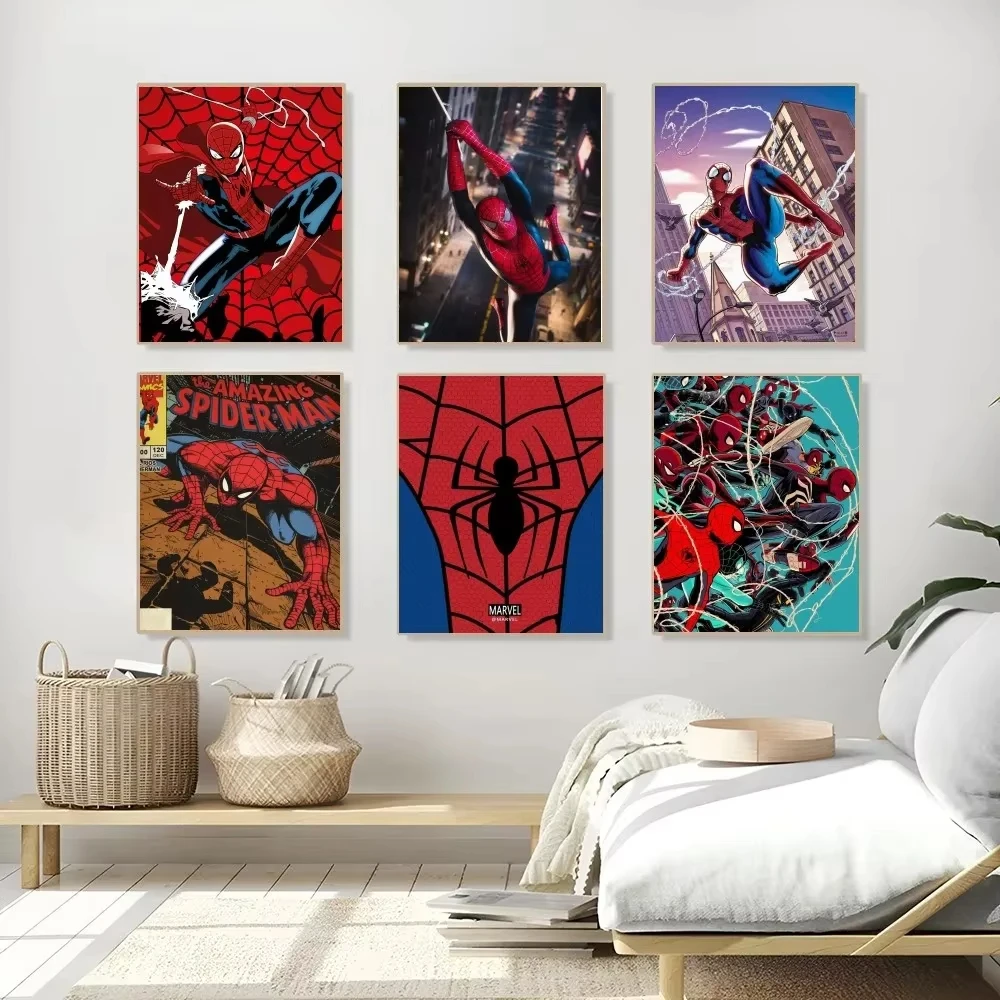 ملصق فني جداري لفيلم مارفل سبايدرمان الكلاسيكي الخارق المنتقمون ديكور المنزل قماش صورة يطبع عمل فني جدارية طباعة هدية