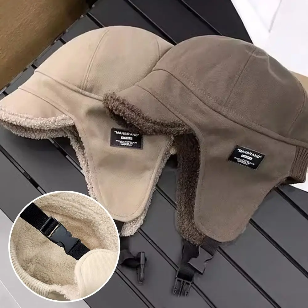 

Outdoors Bomber Hat Warm Ushanka Fur Hat Windproof Winter Cap Thick Ski Russian Cap Simple Earflap Bonnet for Men Women