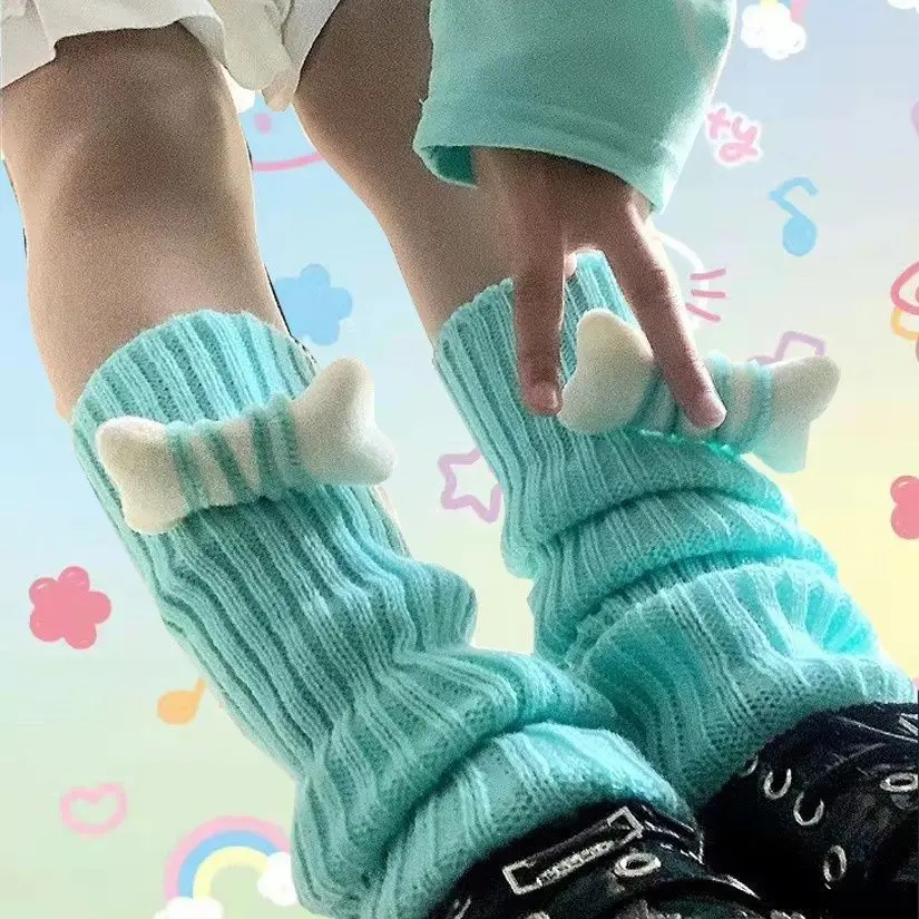 

Cute homemade candy dopamine bone knitted socks set color y2k hot girl versatile subculture pile