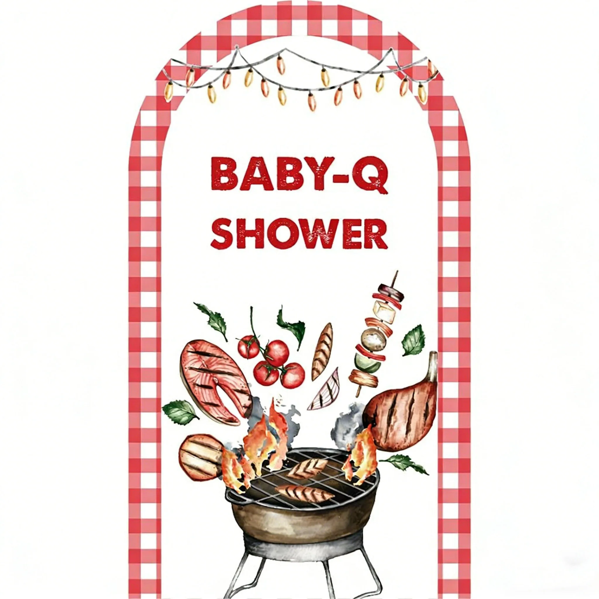 

LS Custom 2-Sided Summer Barbecue Picnic First Birthday Party Baby Shower Cover Chiara Arch Wall Background Decor Backdrop