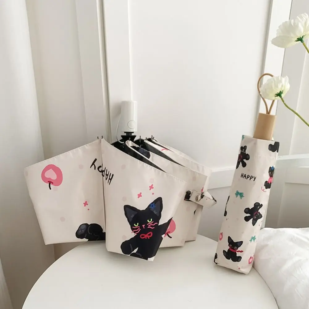 

Cartoon Cat Pattern Folding Umbrella Automatic/Manual Anti UV Sunshade Umbrella Windproof Lightweight Portable Rain Umbrella