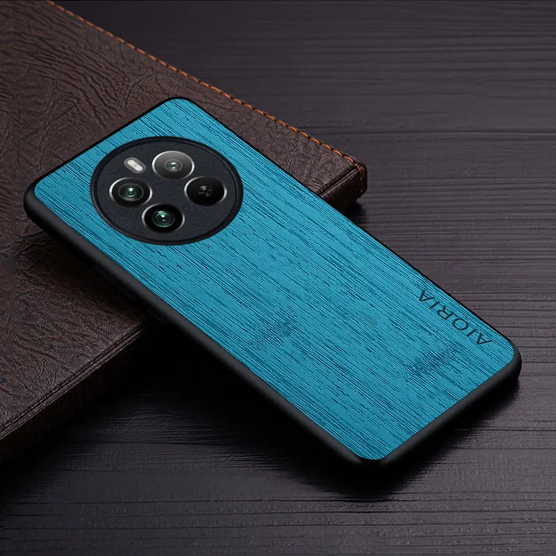 Custodia per Realme 12 Pro Plus 5G funda bamboo wood pattern cover in pelle coque di lusso per oppo realme 12 pro plus custodia capa