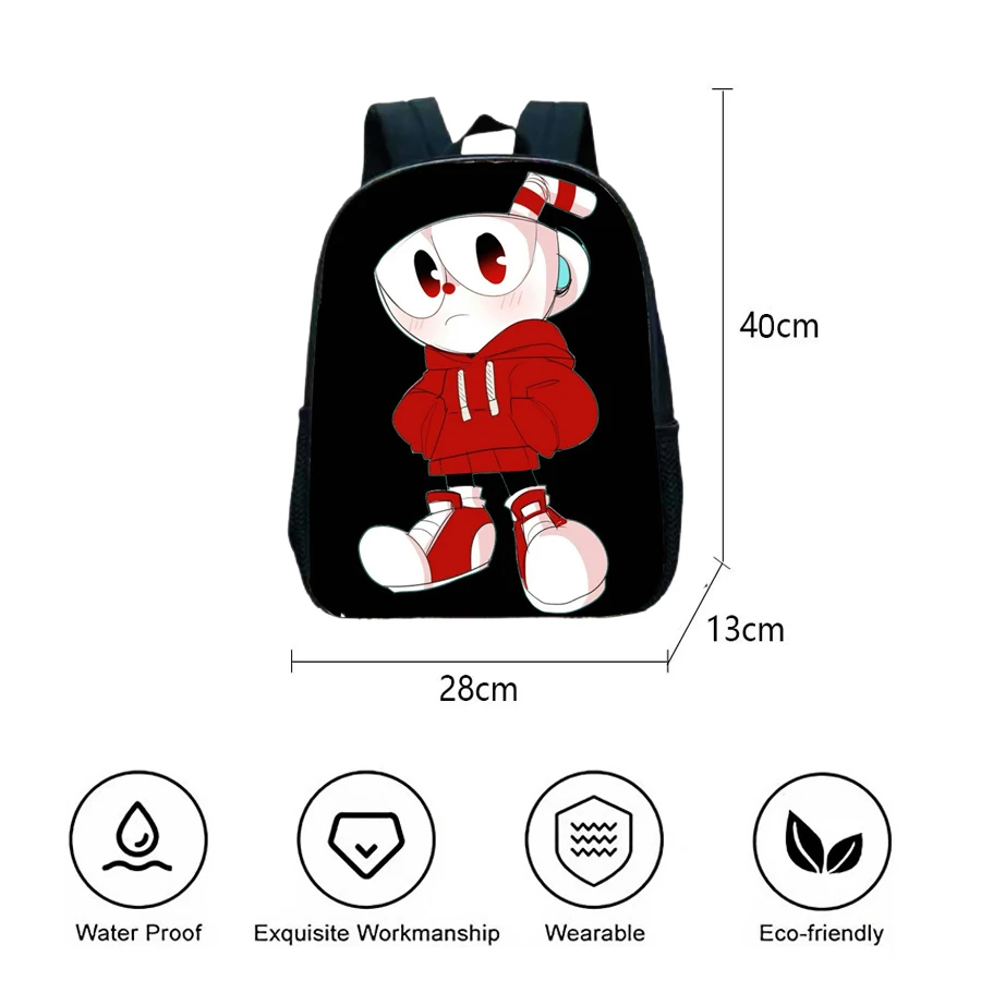 Tea Cup Head Children\'s Backpack Cartoon Backpack Boys And Girls Large Capacity Anime Game School Backpack Children\'s Best Gift