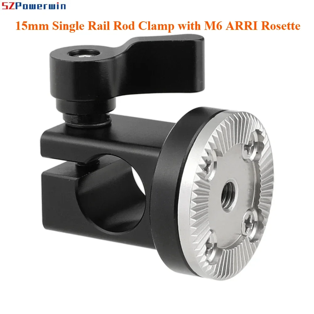 

15mm Single Rail Rod Clamp with M6 ARRI Style Rosette Mount for DSLR Camera Cage Handgrip Photography Videography Accessories