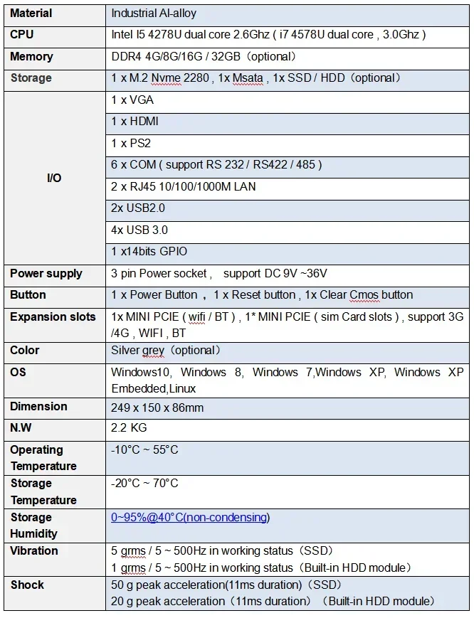 2026 2 Lan Port 6 COM Fanless X86 Linux Mini Industrial Embedded Computer  I5 / I7 CPU Industrial Box Pc