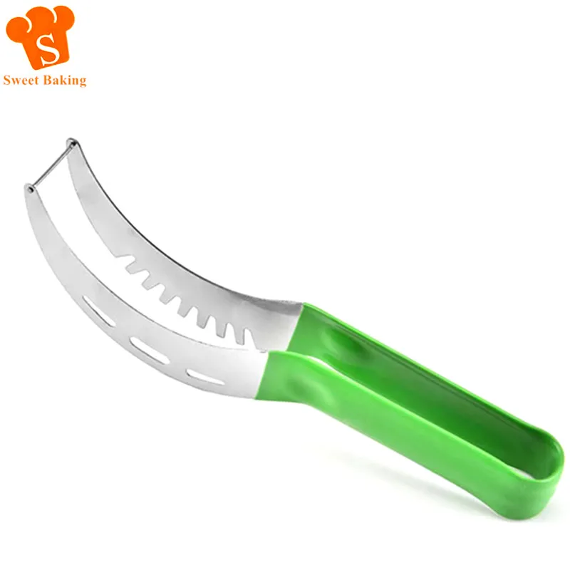 Stainless Watermelon Slicer Cutter Knife with Non-slip Plastic Wrap Handle Fruit Tools Kitchen Gadgets for Pineapple Cantaloupe