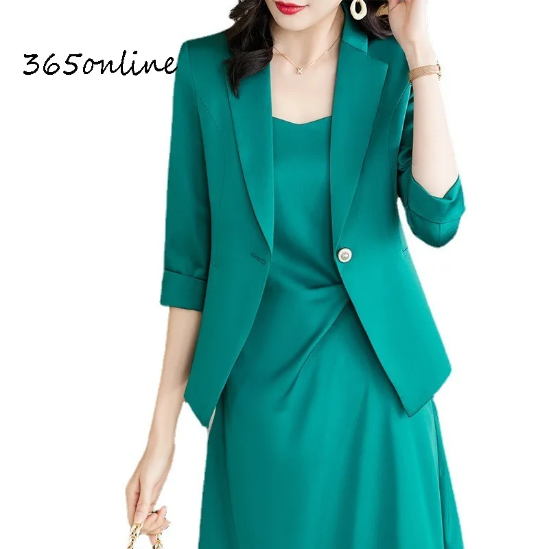 Women Dress Suits High Quality Fabric with Tops and Dress Business Suits Fashion Ladies Office Work Wear Professional Blazers