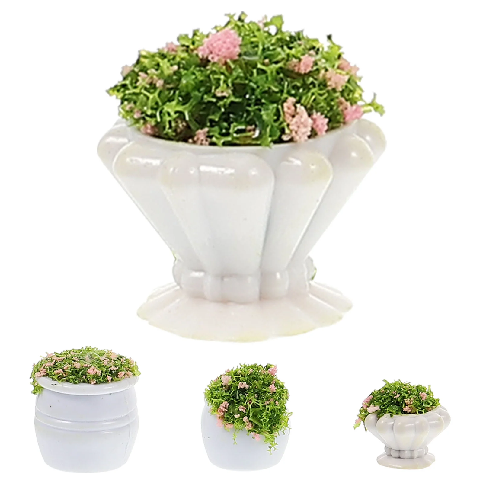 4 Pcs Decor Mini Planter Vase Miniature Ornaments Model Flowers Simulation Adornment Landscape Scene Layout