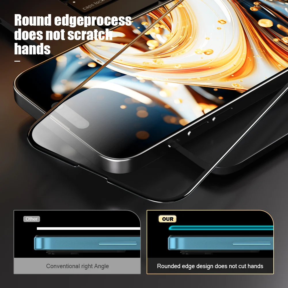 1-5PCS HD Tempered Glass Screen Protector For Apple iPhone 18 17 16 15 14 13 Pro Max Plus Phone Tempered Film Edge Full Cover