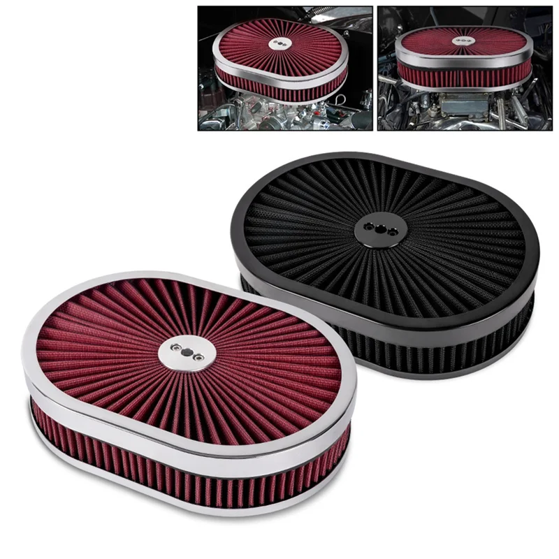 

Premium Car Oval Air Cleaner Filter 12X2inch Air Filter Flow Purifier For 5-1/8Inch Interface Neck