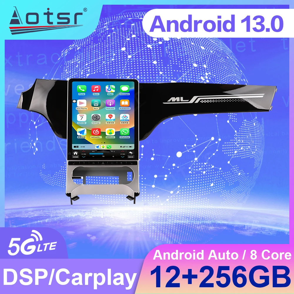 12.1 Inch Silky smooth  Android Car Radio For Mercedes-Benz ML vertical screen  Video Player Stereo Auto GPS Navi DSP Carplay