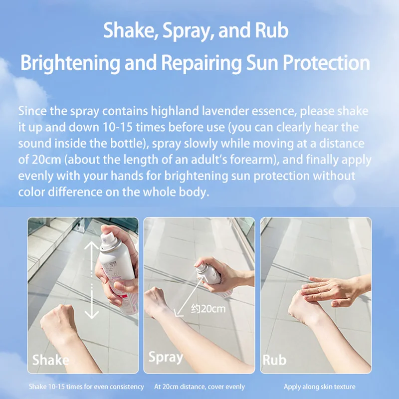 Naris Sunscreen Purple Spray Cream Anti-Uv Gezicht en hele lichaam Verfrissend Verhelderend Kleurverschil
