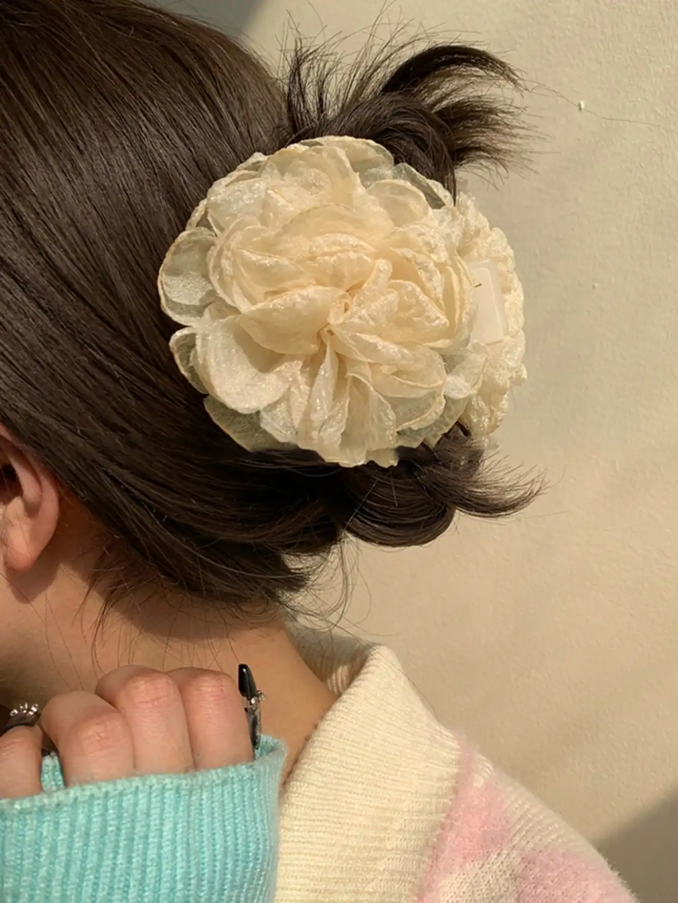 

1pc 8cm/3.14inch Solid Color Floral Print Bohemian Elegant Polyester (Polyester) French Retro Rose Flower Hair Clip Bangs