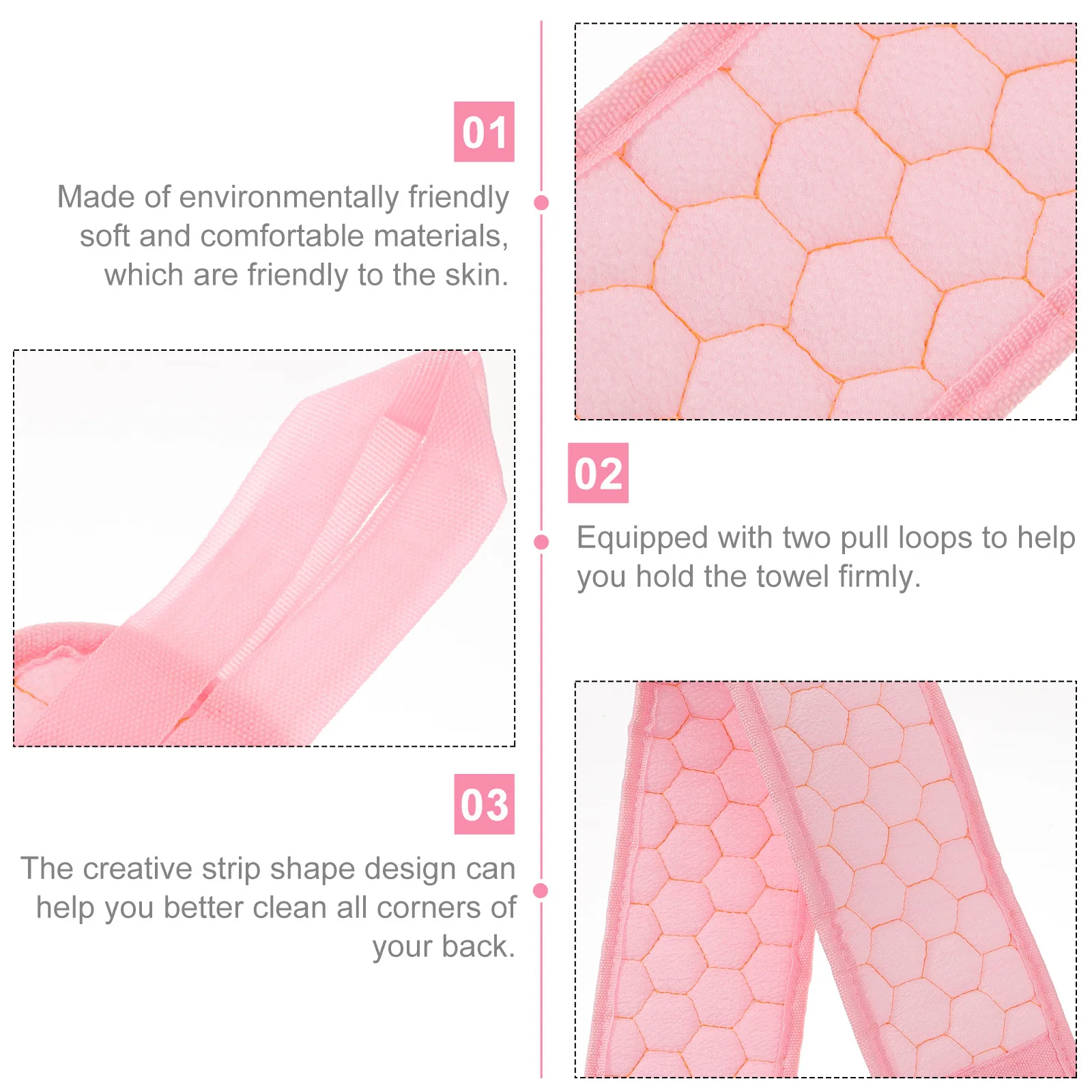 

2Pcs Back Scrubber Bath Strap Shower Gloves Exfoliating Body Massage Deep Bath Towel Shower Gloves