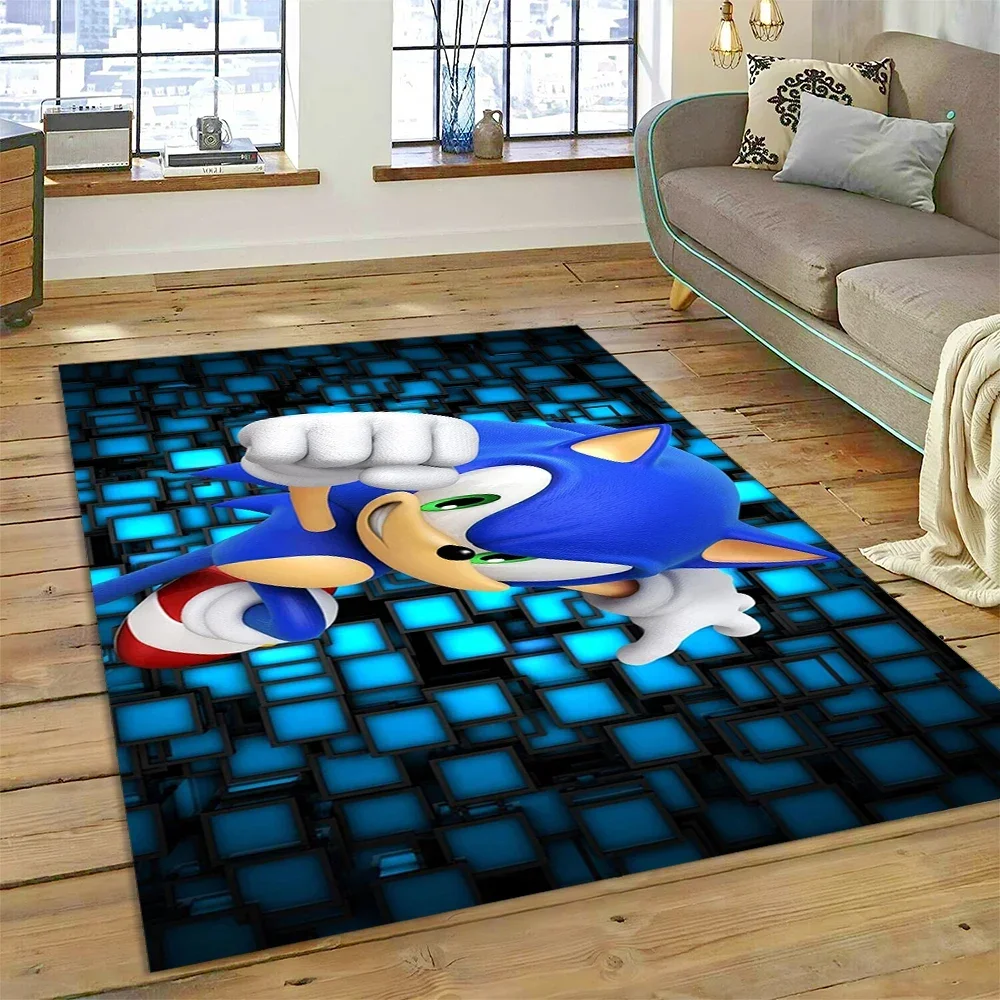 Game Anime 3D S-Sonic Cartoon Carpet Rug for Bedroom Living Room Home Sofa Decoration,Children Game Large Decor Floor Mat Gift