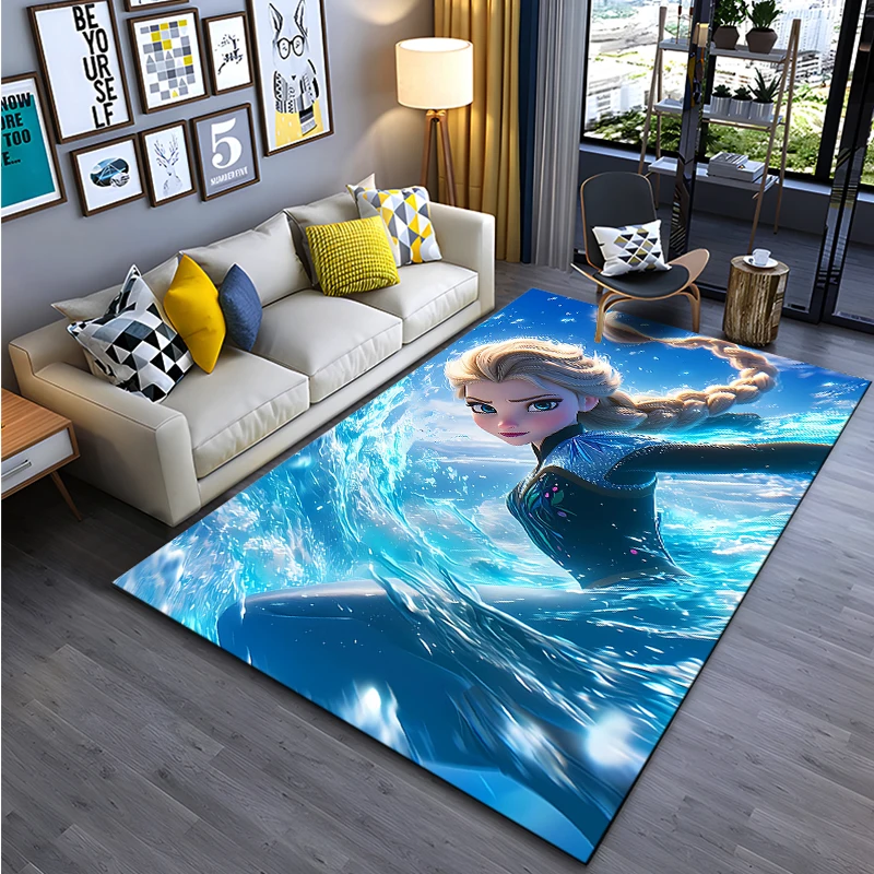 Disney Movie Frozen Elsa Princess Fashion Carpet Rug for Living Room Corridor Bedroom Door Mat Kid Room Play Floor Mat Gifts