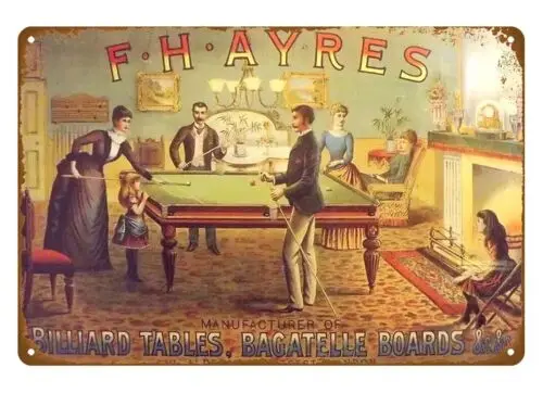 bar art Billiard F H Ayres Billiard Tables & Bagatelle Boards metal tin sign