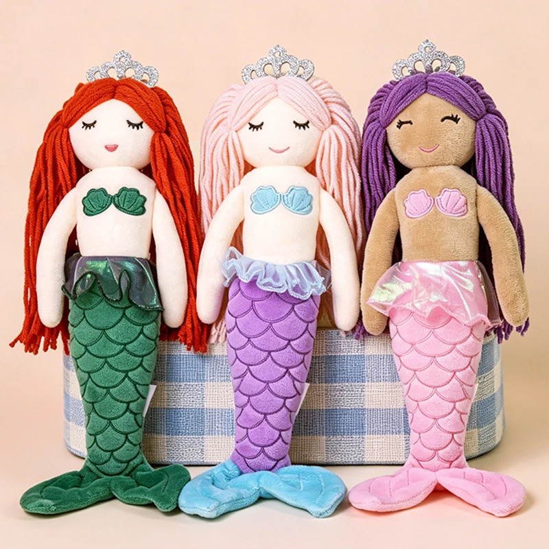 30cm Kawaii Crown Mermaid Plush Toys Cute Mermaid Princess Girls Stuffed Soft Plushies Dolls for Children Birthday Gifts Decor