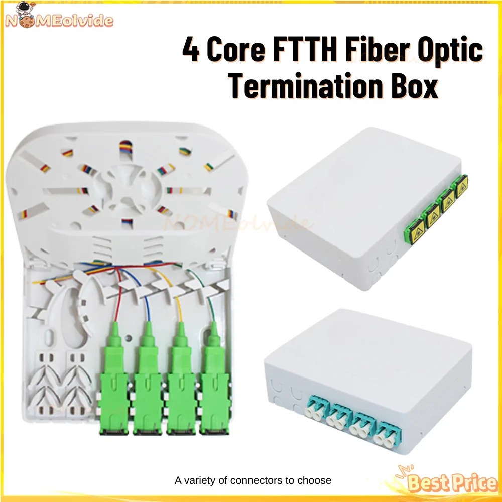 5pcs Optical Fiber Panel Box 4 Ports  Core FTTH Optic Termination Ftth 4 Ports Optical Fiber Panel Box With Connectors Pigtail