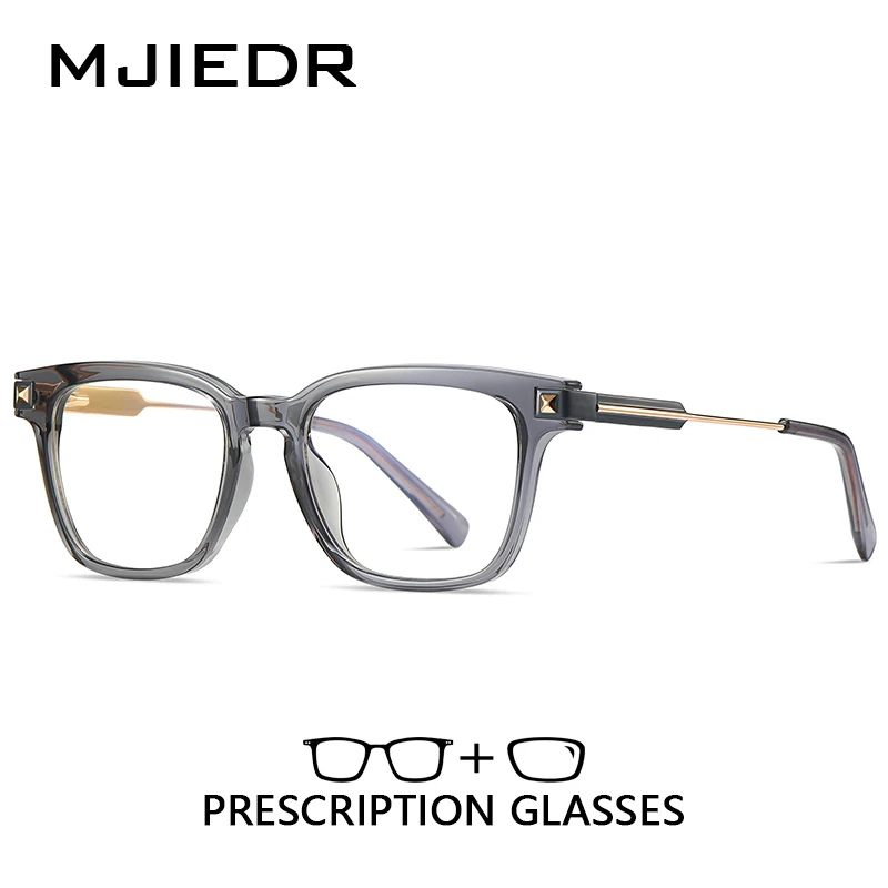 

MJIEDR Japanese Style Square Prescription Glasses Spring Leg Myopia Eyewear Handmade Acetate Optical Eyeglasses for Women Men