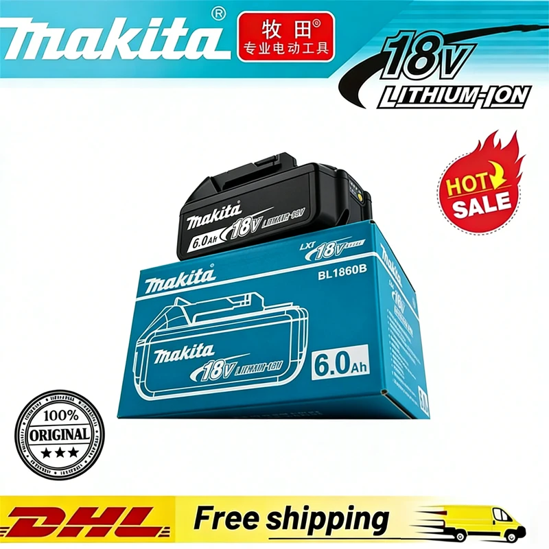 

6.0Ah 100% Genuine 18V Makita for 6000mAh Makita Battery BL1840 BL1830B BL1850B BL1850 BL1860 BL1815 Replacement Lithium Ba