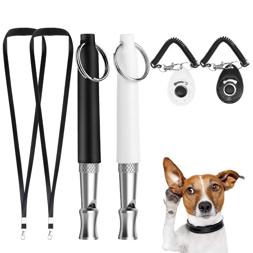 Silent Ultrasonic Dog Whistle Stop barking Adjustable Pitch Dog Training Whistle with Lanyard Strap and Clicker