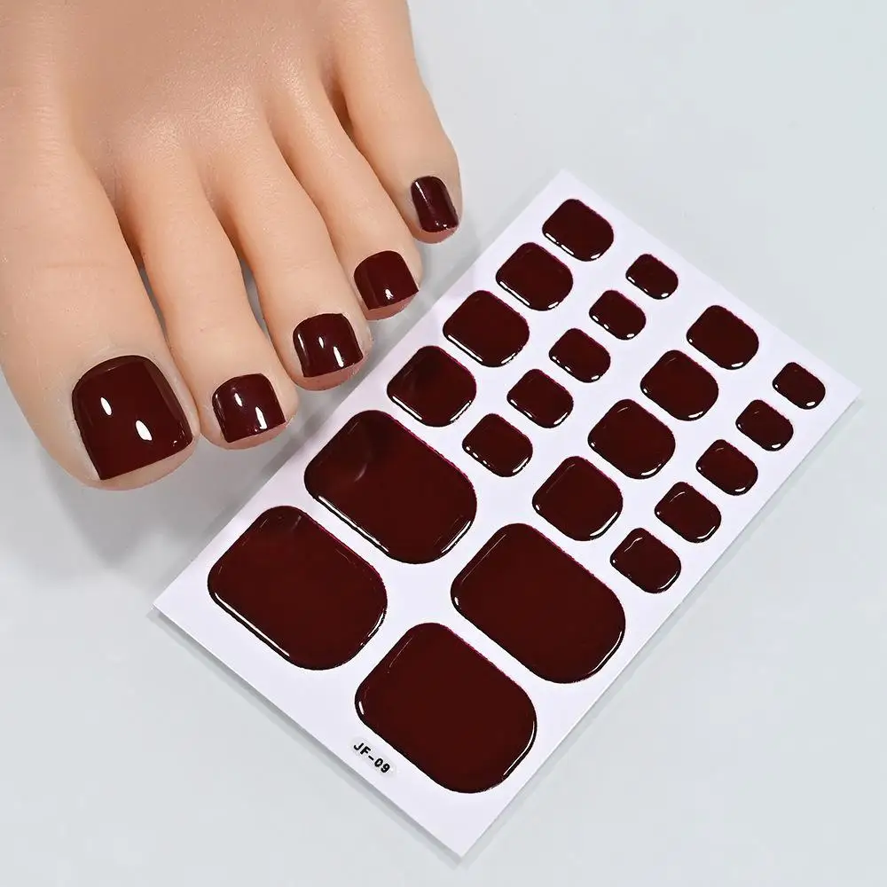 22tips Baking Free Toe Nail Sticker Wraps Solid Color Summer DIY Cover Toenail Strips Foot Adhesive Decals Self Full Polish Y6P4