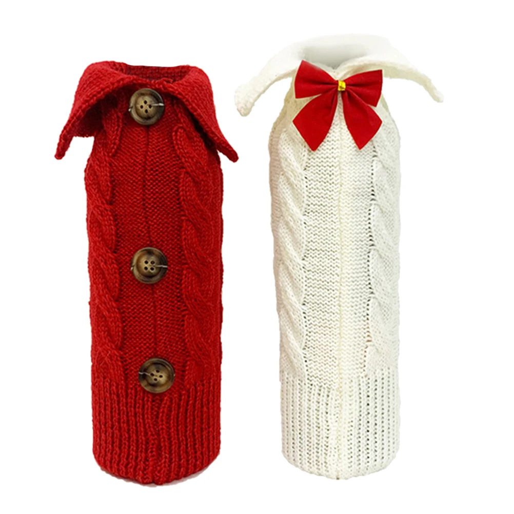 

Knitted Wine Bottle Cover Christmas Pouch for Decorations Xmas Party Ornament Covers