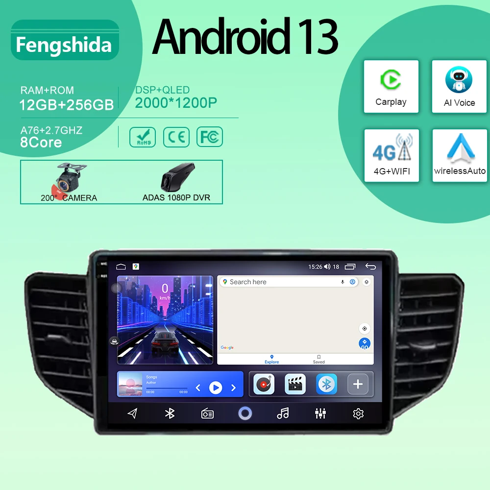 

Android For Chevrolet N400 V 2019 For Wuling Honggua Multimedia Stereo Radio Video Player Screen Carplay QLED Screen NO 2din DVD