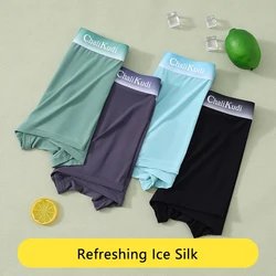 1Pc Boxer Shorts Men's Underwear Ice Silk Underpants Sexy Panties 3A Antibacterial Breathable Elastic Lingerie Sweat-absorption