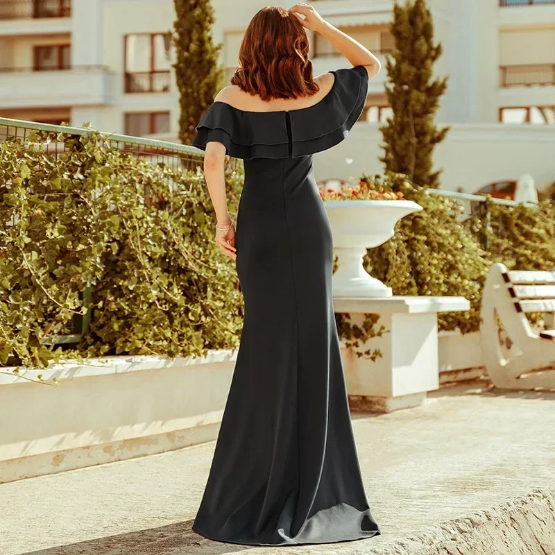 Zwarte Avondjurken Boothals Strapless Formele Partij Jassen R137 Uit De Schouder Elegant Robe De Soiree Zeemeermin Lange Vestidos