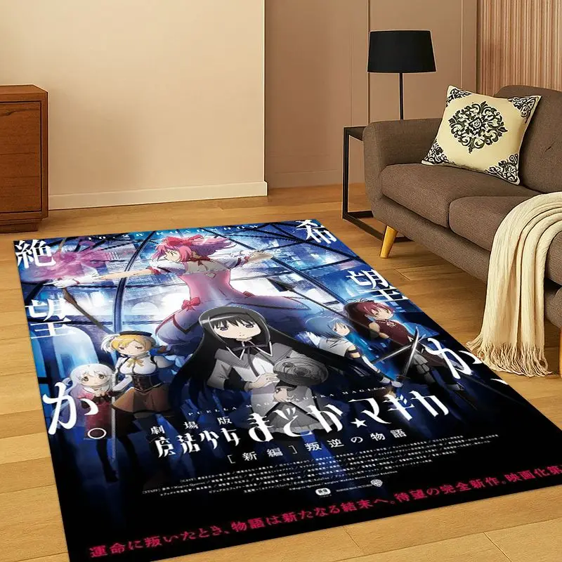 Cute Puella Magi Madoka Magica Cartoon Living Room Non-Slip Area Rug Soft Carpet for Bedroom Playroom Sofa,Home Decor Doormat