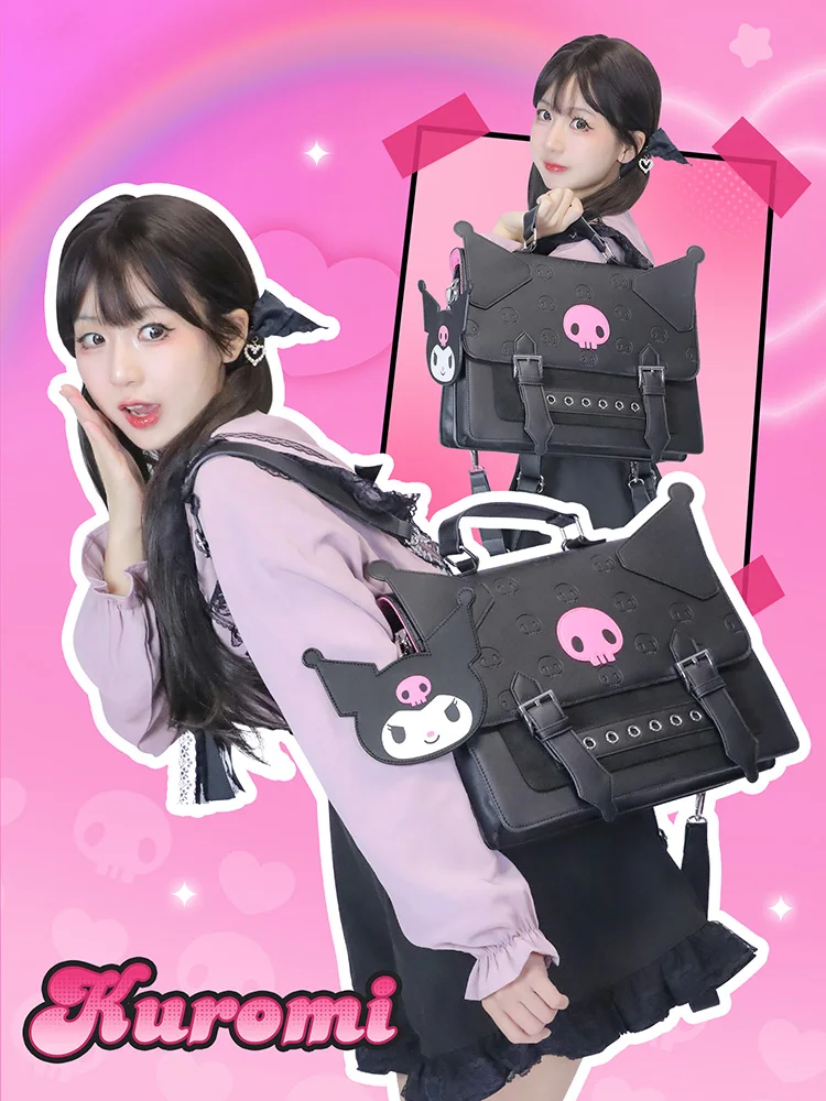 

Kuromi Crossbody Bag New Kawaii Japanese School Style Backpack Adjustable Strap For Girls Teens Cute Fashion Purse