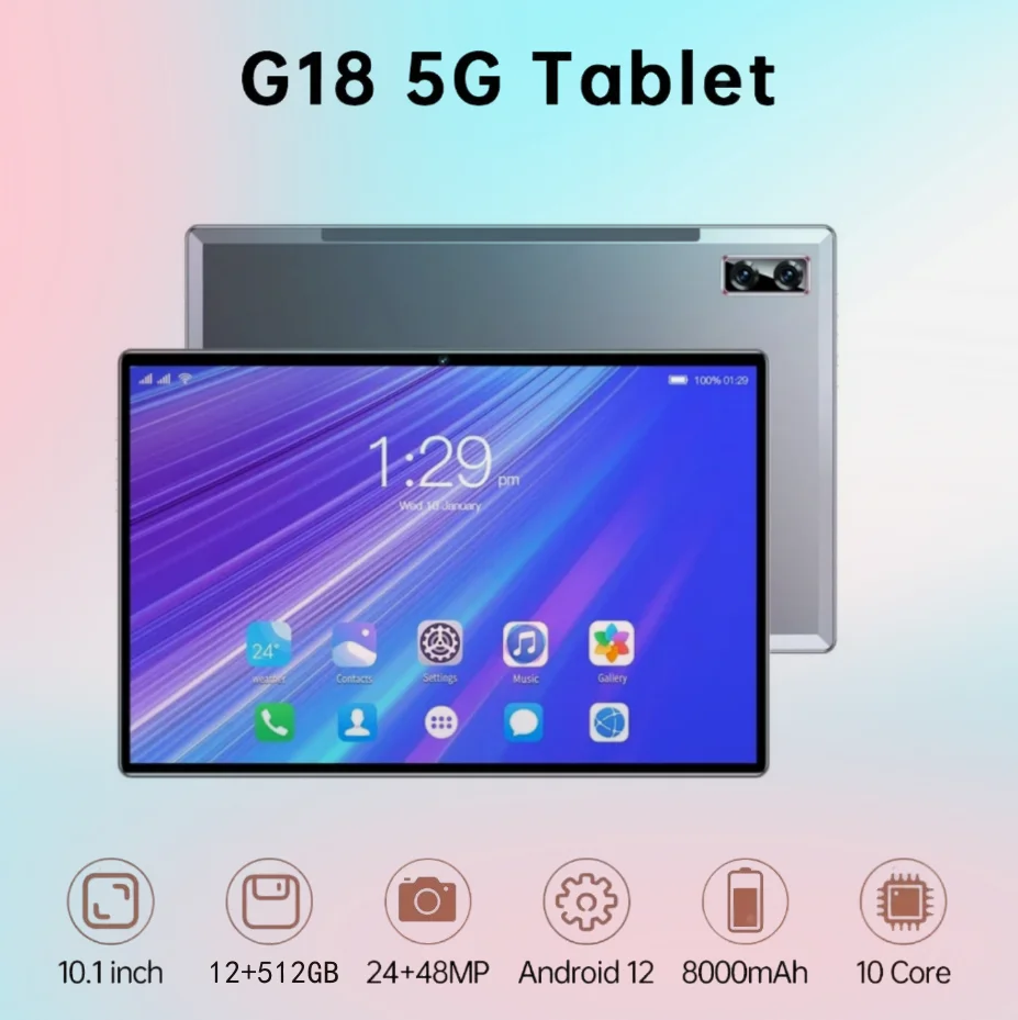 

Global Model G18 Tablet 16GB RAM 512GB ROM 10.1inch Android12 Bluetooth 5.0 5G Snapdragon888 Popular Laptops Bluetooth Keyboards