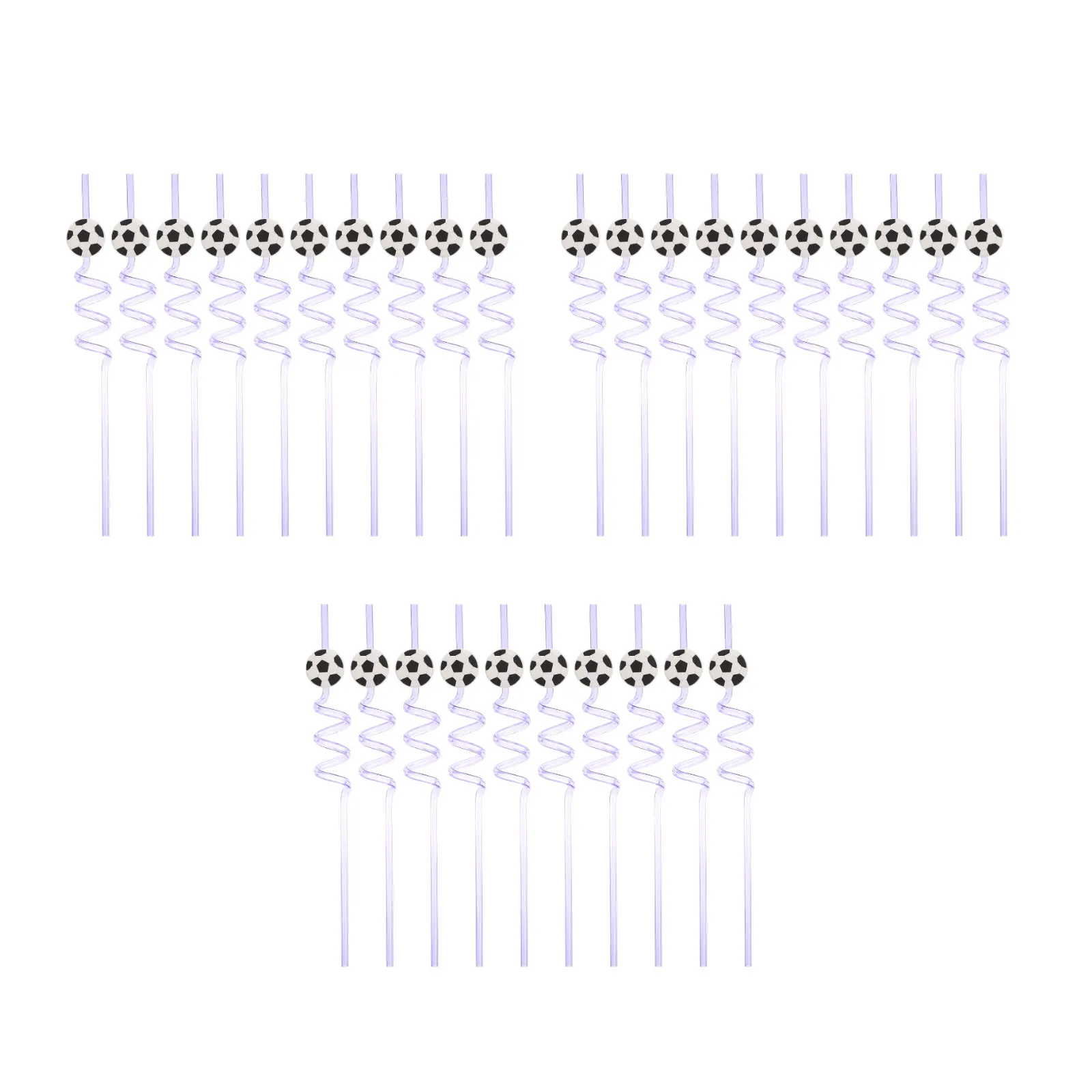 30 Pcs Plastic Straw Easy to Clean Straws Reusable Smoothie Sports Theme Party Drinking