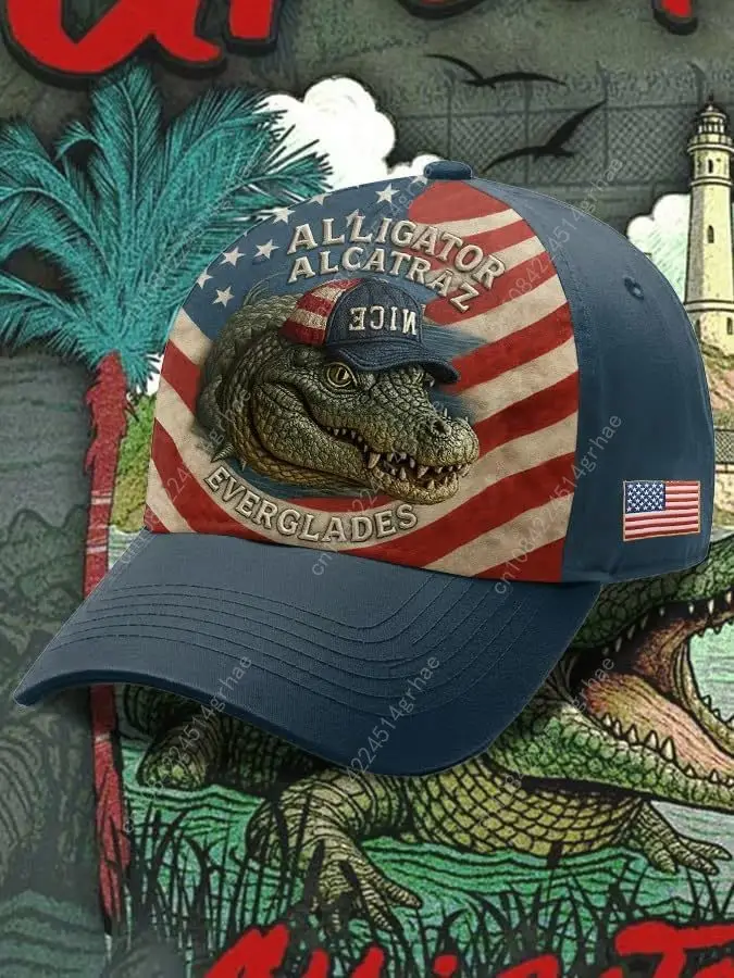 Унисекс Ретро Флаг Аллигатор Алсказ Забавная Флорида Everglades Art Повседневная Кепка с принтами