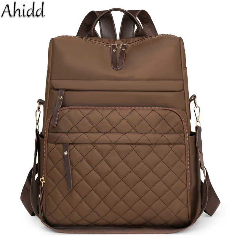 

Fashion Checkered Pattern Backpack Women Waterproof Nylon Daypack High Capacity College School Bag Lightweight Travel Rucksacks