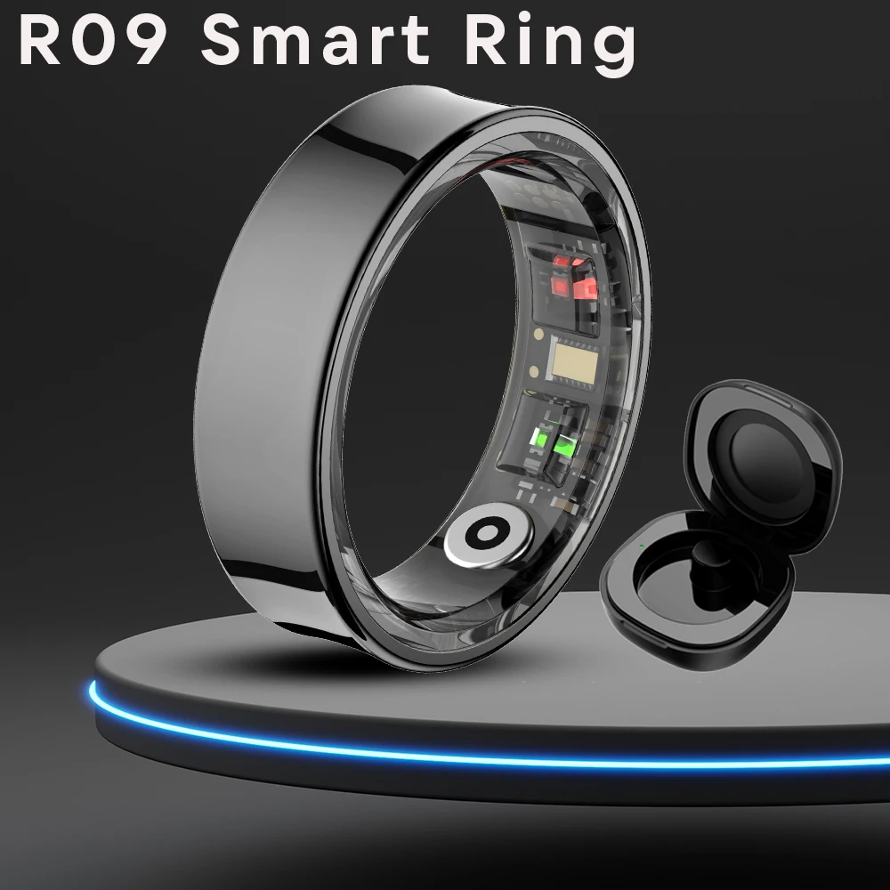 2025 R09 Smart Ring Men Women Charging Case Skin Temperature Health Sleep Monitor 5ATM Waterproof Camera Control Rings Finger