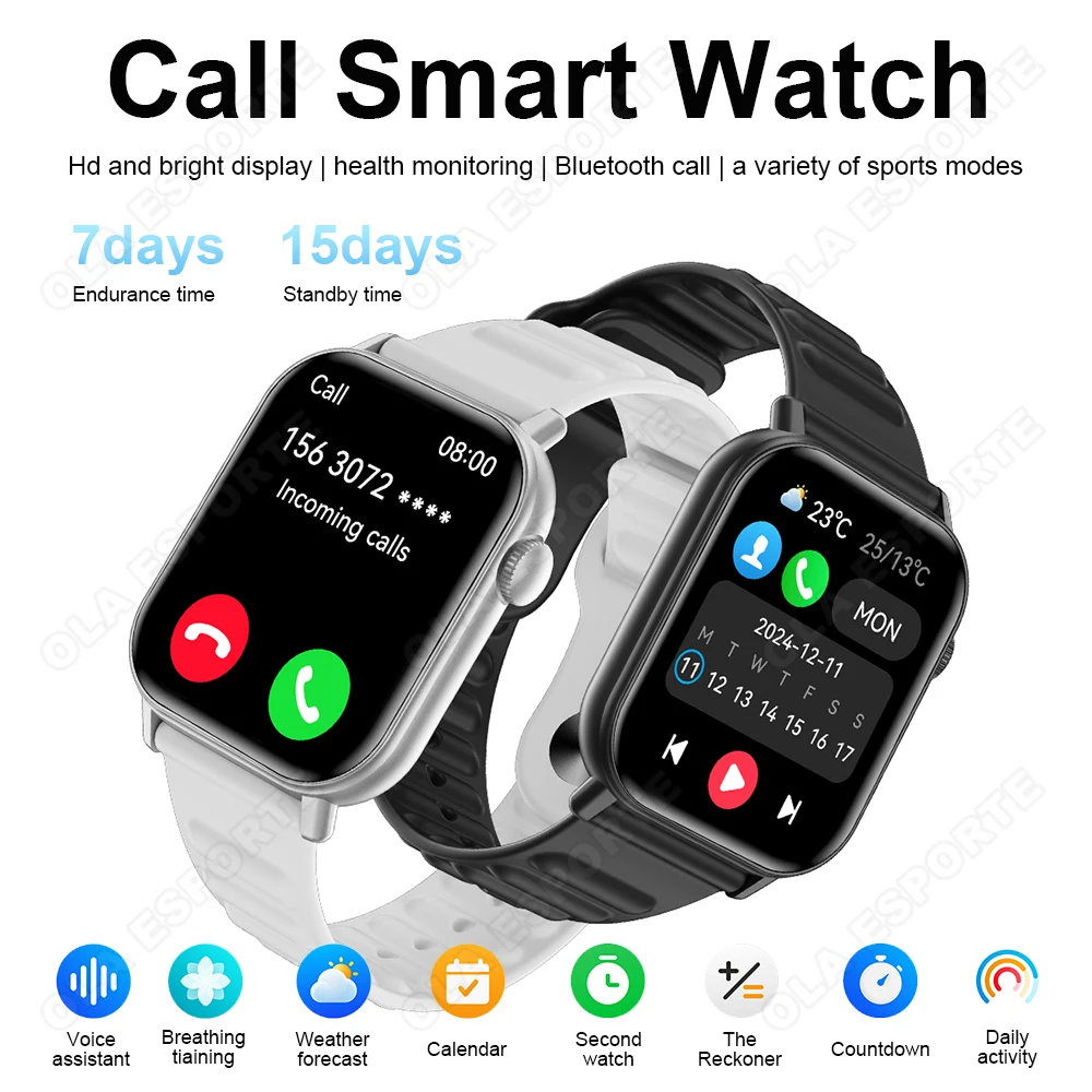 

Смарт-часы с Bluetooth-вызовом, 1,83 дюйма, AMOLED-экран, музыкальный калькулятор, монитор сердечного ритма, сна, женские умные часы, несколько спортивных режимов