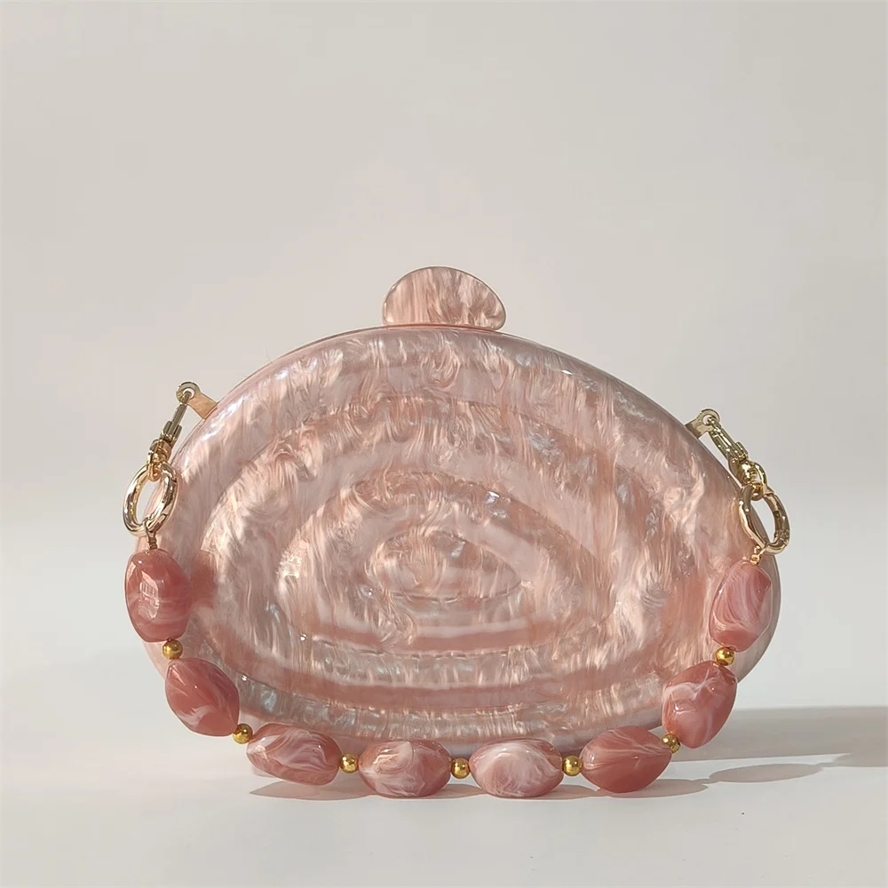 

Lady Pro Oval Nude Flower Marble Egg Acrylic Clutch Purse Marble Evening Bag Handbag For Women Wedding Prom Party Bride Bags