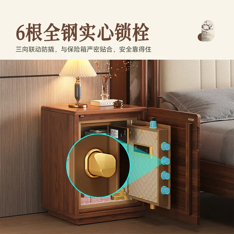 Tiger Solid Wood Bedside Safe 2026 New Household Large Capacity Intelligent Alarm Invisible Anti Theft Storage Cabinet