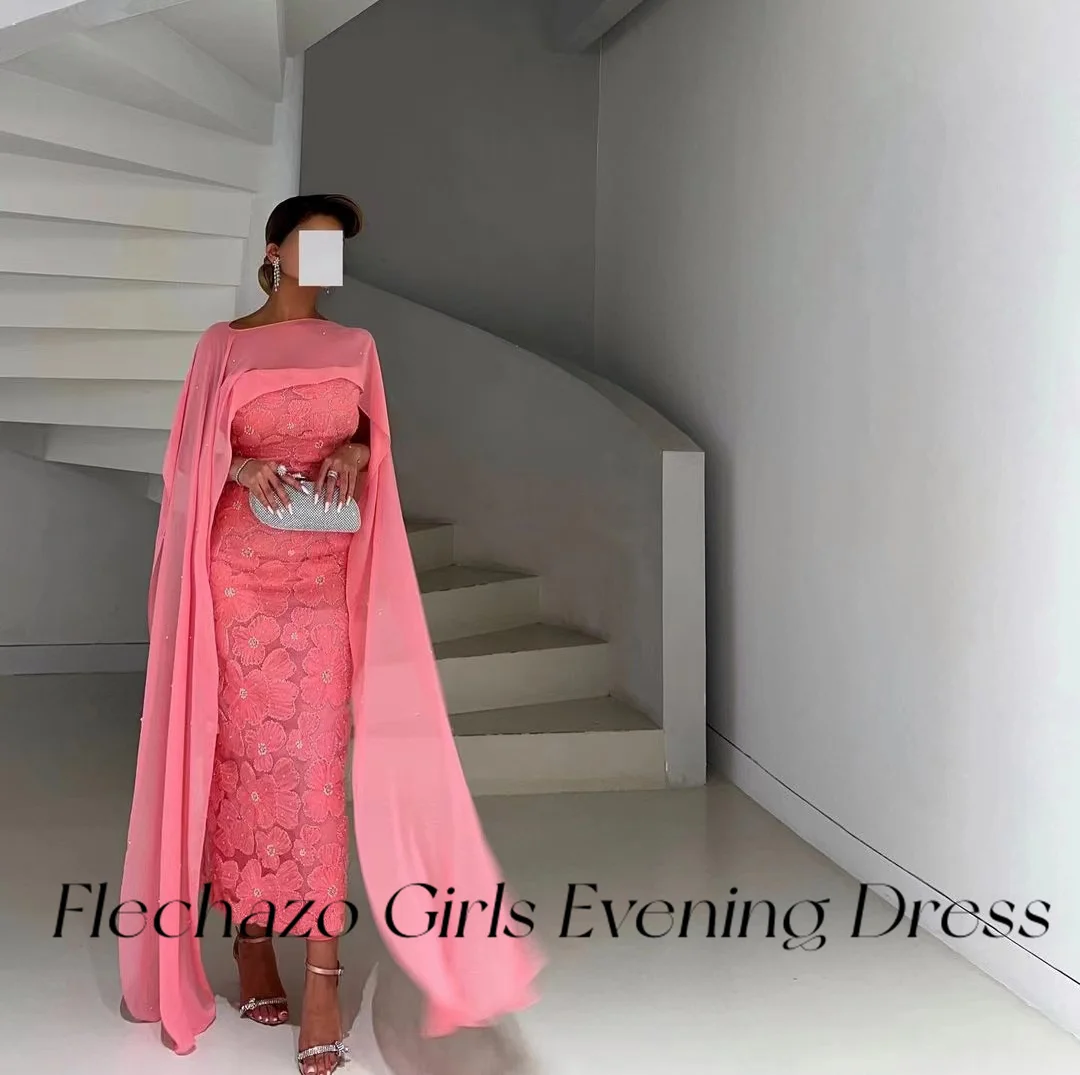 Flechazo Evening Dresses Strapless Ankle-Length Flower Beads Ribbons Customized Evening Party Dress For Women 2024 فساتين السهرة