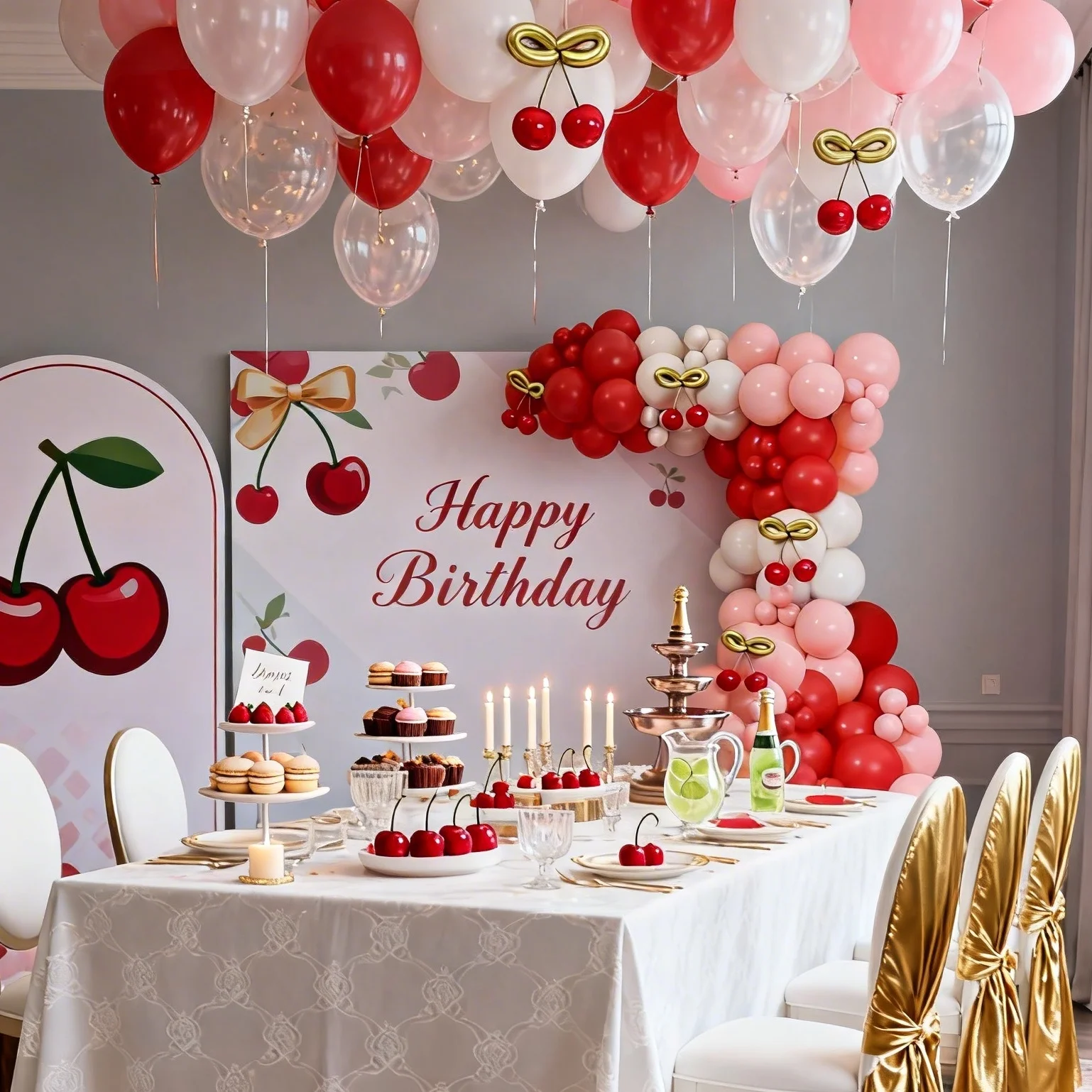 142 rote Kirschthemen-Luftballons mit Bogen-Design, inklusive stilvoller, dicker Latexballons in Rot, Pink und Weiß, ein Set – Detail 3