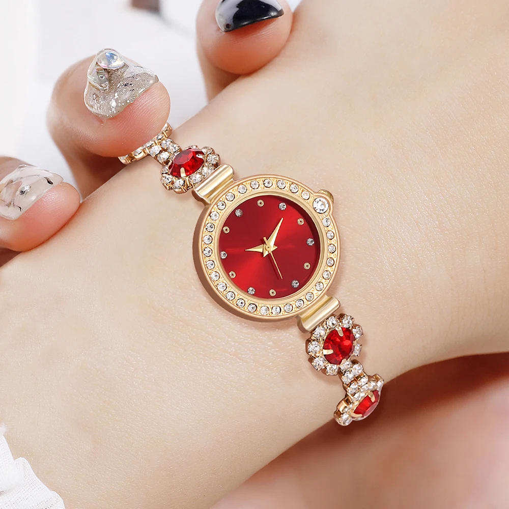 6PCS/SET Luxury Watch Women's Elegant Fashion Quartz Bracelet Watch Women's Watch Bracelet Necklace Earring Set (No Box)