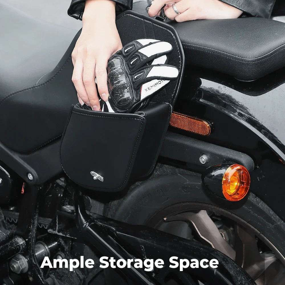 حقيبة جانبية عالمية للدراجات النارية من جلد البولي يوريثان حقيبة تخزين أدوات صغيرة 2.5L لـ Sportster 883 1200 Softail Dyna Vulcan Rebel 300