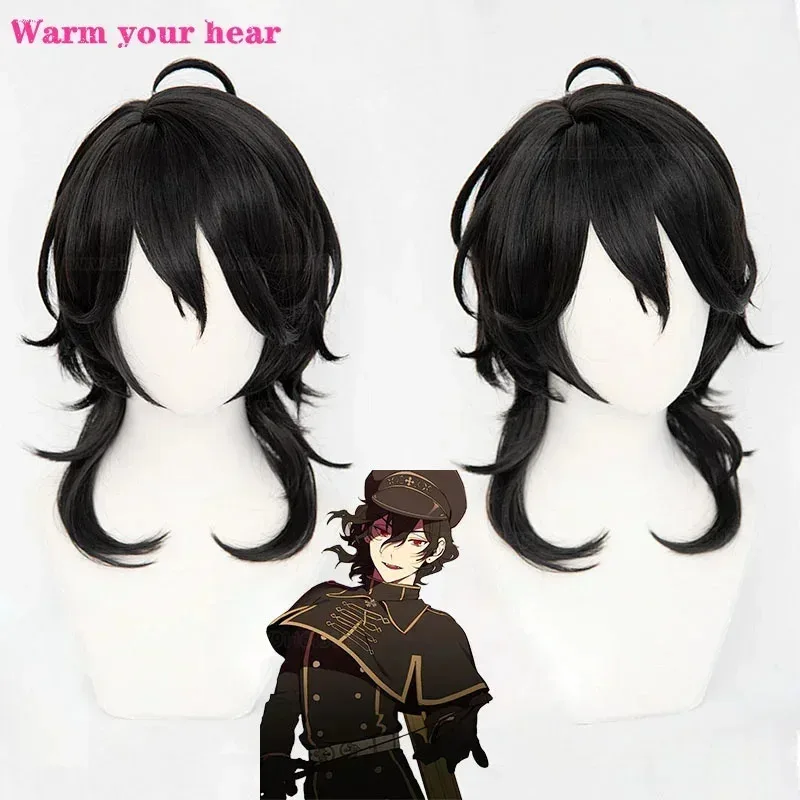 Gioco di alta qualità ES Sakuma Rei Sintetico corto nero Cosplay Anime Capelli resistenti al calore Parrucche per feste di Halloween + Cappellino per parrucca gratuito gp;/