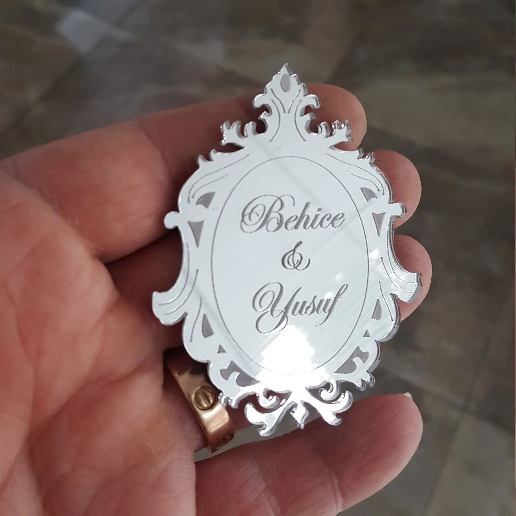 Personalisierte Vintage-Acrylspiegel-Etiketten für Babypartys, individuelle Geburtstagsgeschenk-Etiketten