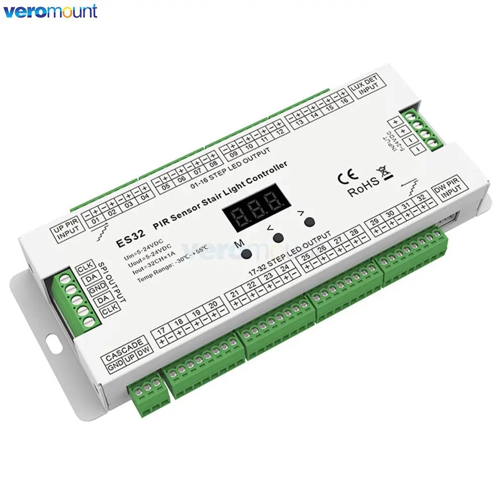 Skydance ES32 Smart Stair Light Controller 32 Stepcase sensore di movimento PIR sensore di luce diurna SPI Pixel Controller di illuminazione a led